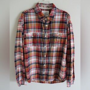 Aeropostale Orange Plaid Button Down Long Sleeve
